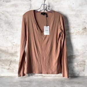 Theory Women's Light Brown Long Sleeve Top